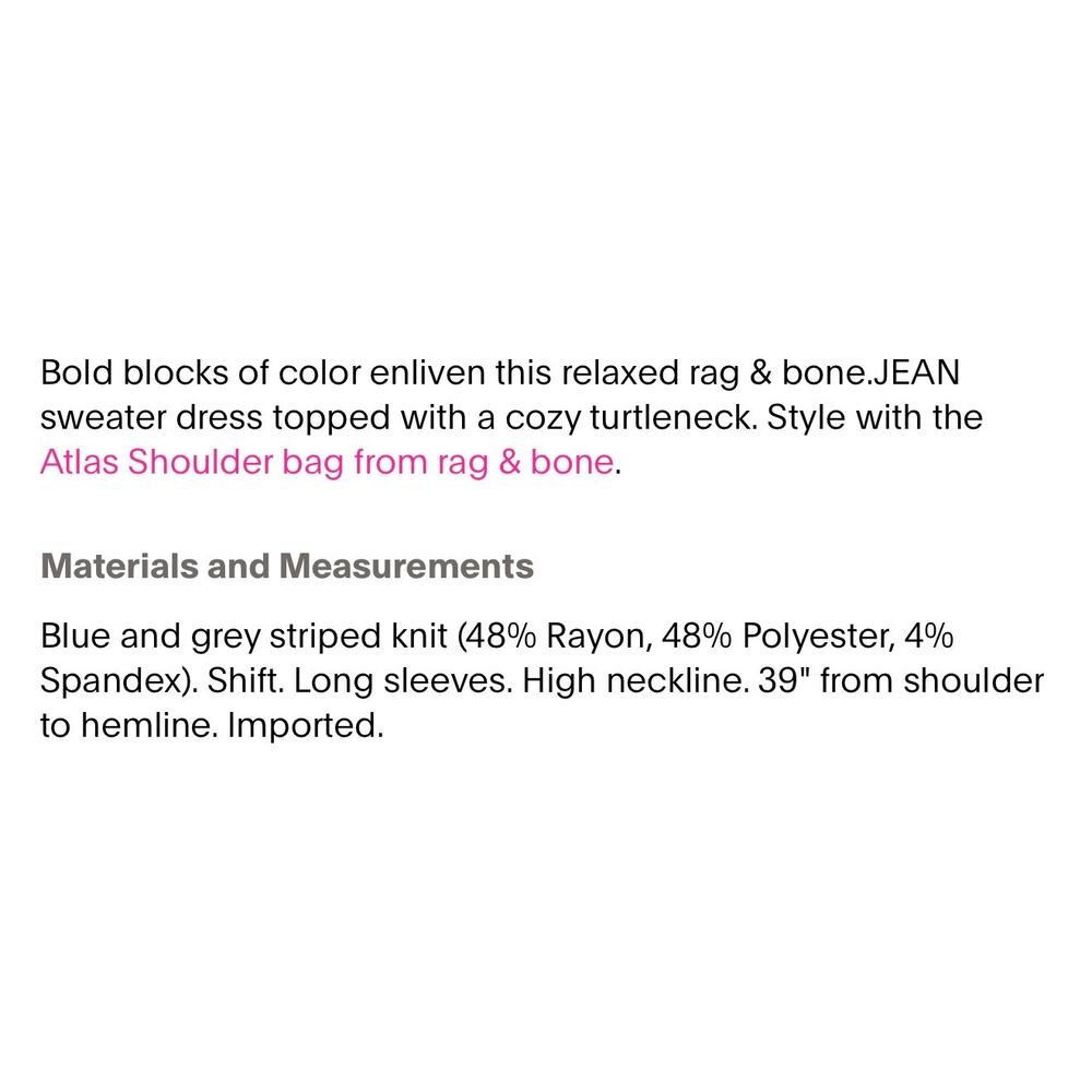 Rag & Bone Striped Bowery Turtleneck Dress M - image 5